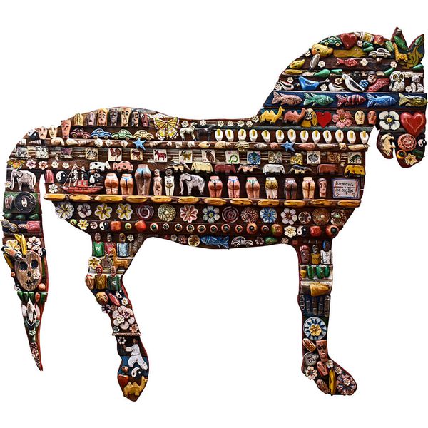 Painel Talha de Cavalo com Apliques - Coleção Tiras Toti