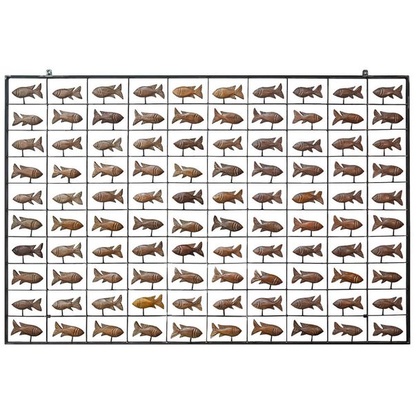 Painel Grade de Peixes com 100 pçs. - Madeira Natural