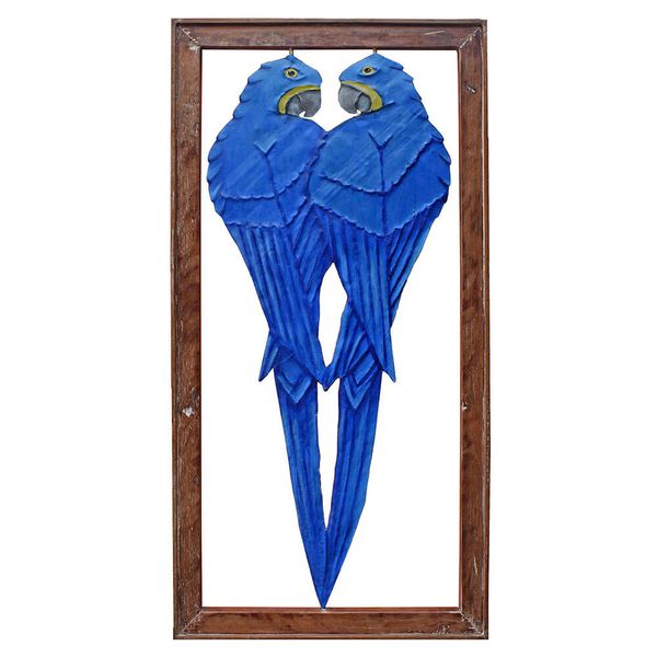 Quadro Vazado Casal de Araras Azuis