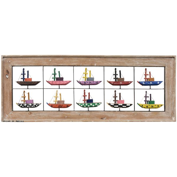 Painel Grade de Barquinhos - Com Moldura 10 Pçs. 0,45 x 1,20 M.