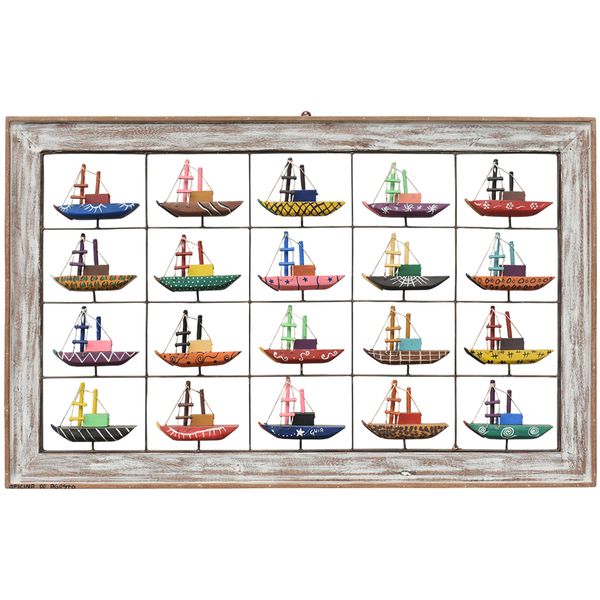 Painel Grade de Barquinhos - Com Moldura 20 Pçs. 0,75 x 1,20 M. 