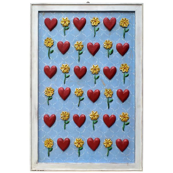 Quadro Coração e Flores
