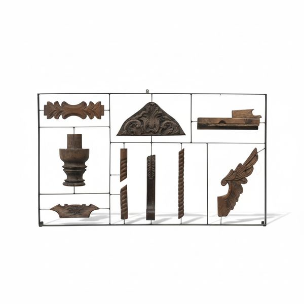 Painel Grade de Fragmentos Antigos - 120 x 70 cm.