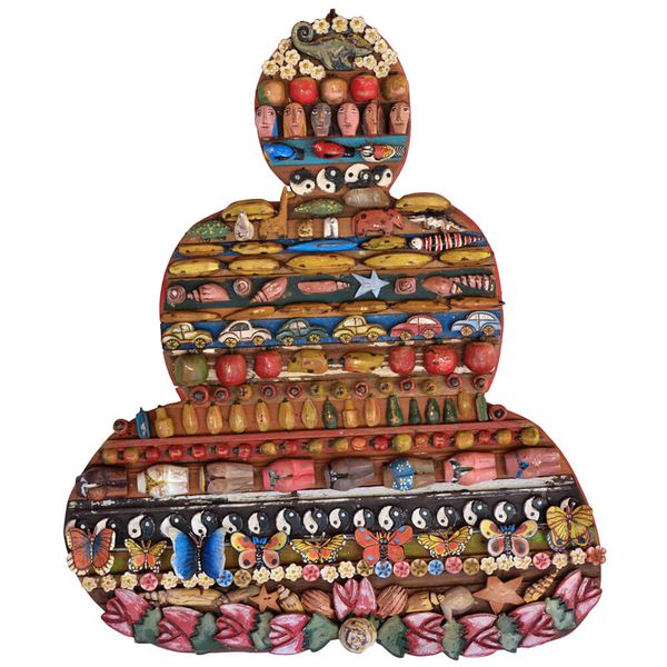 Painel Talha Buda com Apliques II - Coleção Tiras Toti 