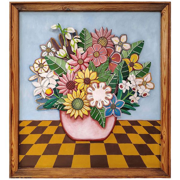 Ânfora de Flores sobre Toalha Xadrez - Coleção Ânforas Toti