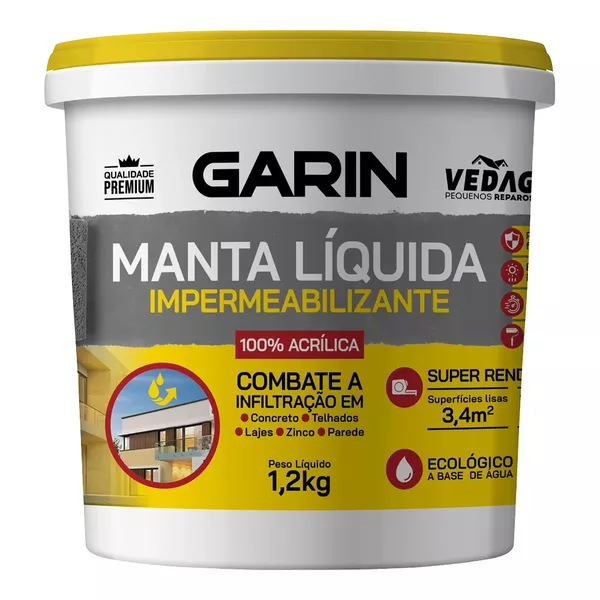  MANTA LIQUIDA IMPERMEABILIZANTE EMBORRACHADA SUPER BRANCO GARIN 1,2KG 