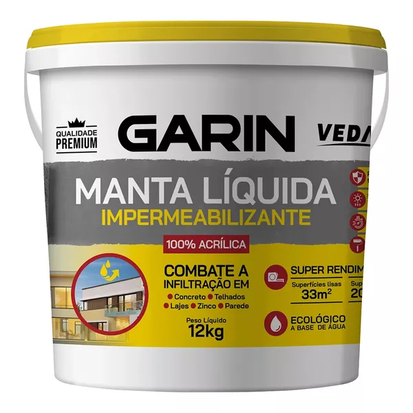 MANTA LIQUIDA IMPERMEABILIZANTE EMBORRACHADA SUPER BRANCO GARIN 12KG 