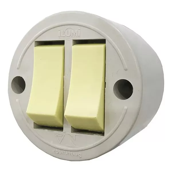  INTERRUPTOR DUPLO SOBREPOR REDONDO 6A 250V 10 UNIDADES CINZA ILUMI 1656