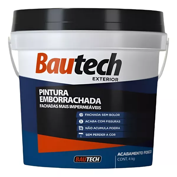  TINTA EMBORRACHA IMPERMEABILIZANTE CINZA PLATINA 4KG BAUTECH