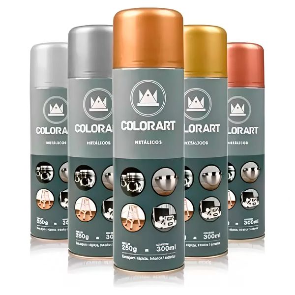 Tinta Spray Metálicos Colorart 300ml Artesanato Todas as Cores