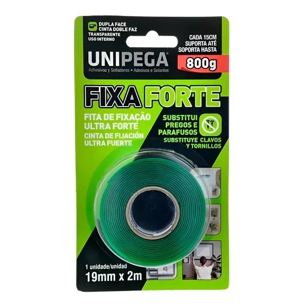  FITA DUPLA FACE VERDE FIXA FORTE UNIPEGA 19MMX2M 