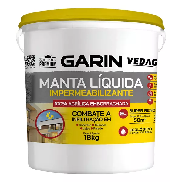 MANTA LIQUIDA IMPERMEABILIZANTE EMBORRACHADA BRANCA GARIN 18KG 