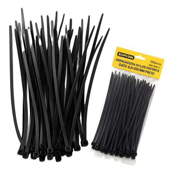  ABRACADEIRA NYLON PRETA 4,8X200MM EDA