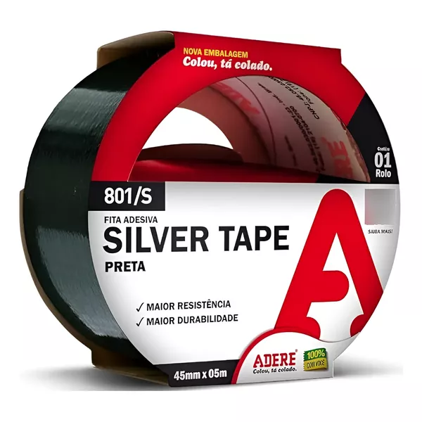 FITA SILVER TAPE PRETO 45X5M 801S ADERE