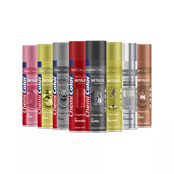  TINTA SPRAY METALICA 400 ML TODAS AS CORES CHEMICOLOR