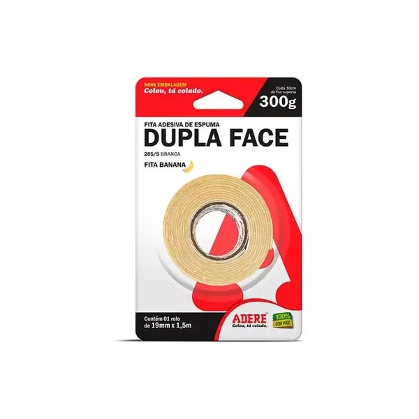FITA DUPLA FACE ESPUMA ADERE 19MMX1,5M