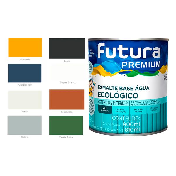 Tinta Esmalte Base Água Madeira Metal Pvc Futura 900ml Cores