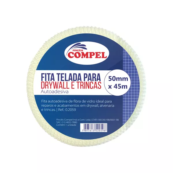  FITA TELADA P/ TRINCAS E DRYWALL 50X45 COMPEL 12059