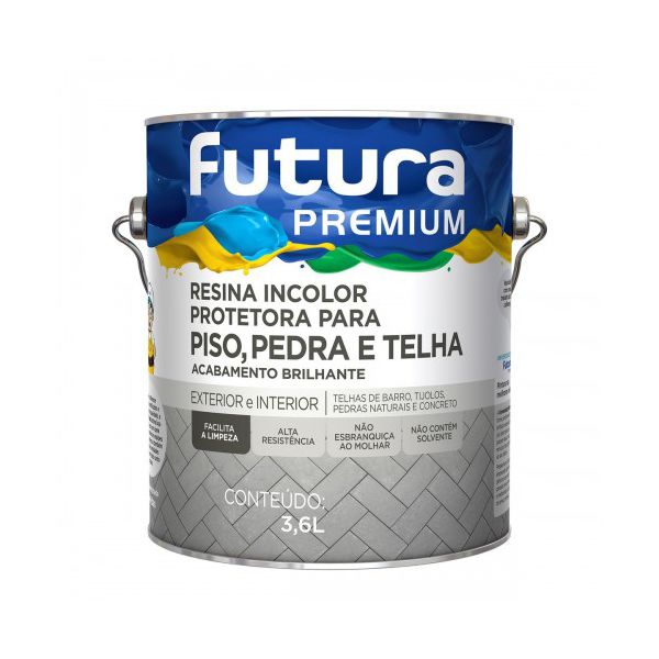 Resina Acrílica Base De Água Futura Pisos Pedras E Telha 3,6 l- Incolor - Brilhante