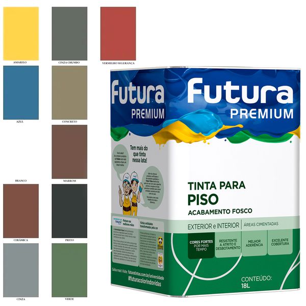Tinta Piso Base Água Futura Premium 18l Cores Sem Cheiro