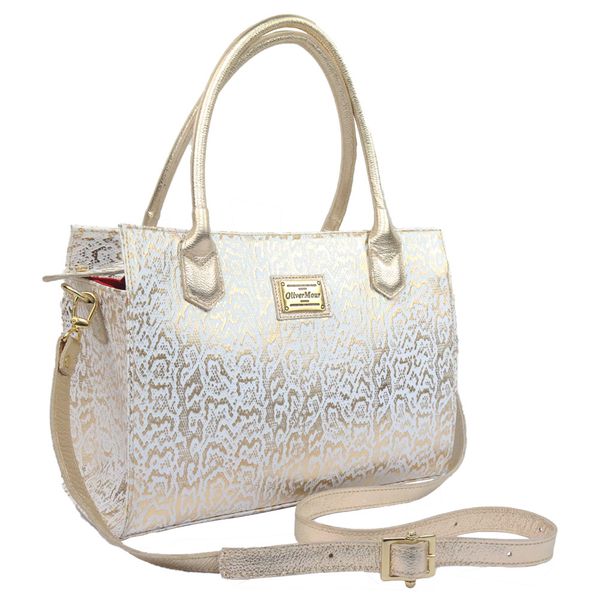 Bolsa Pasta Couro Legitimo Dourada Croco Oliver Mour