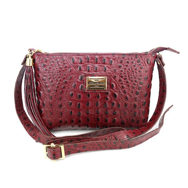 Bolsa Clucth Couro Legitimo Marsala Croco Oliver Mour