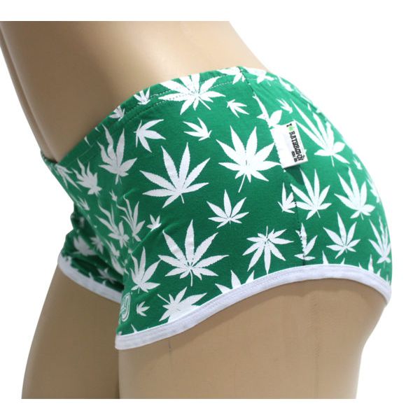 Short Feminino Cannabis Verde e Branco 100% Algodão Ray Brown