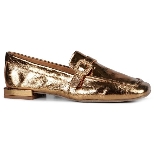 Mocassim Loafer Rebecca Metalizado Bronze