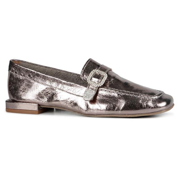 Mocassim Loafer Rebecca Metalizado Inox