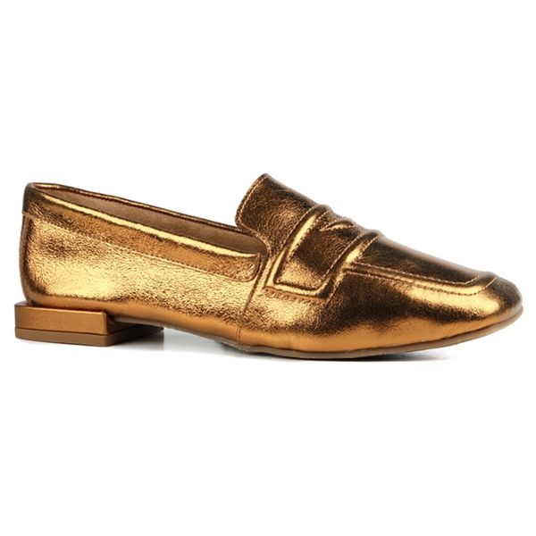 Mocassim Loafer Rebecca Orcade Frequ ncia Metalizado Bronze ORCADE
