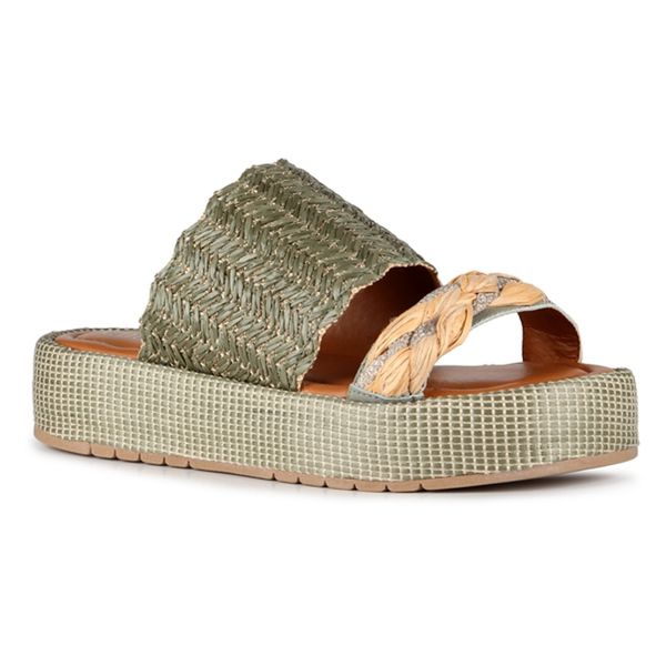 Sandália Flatform Ibiza Orcade Ráfia Verde