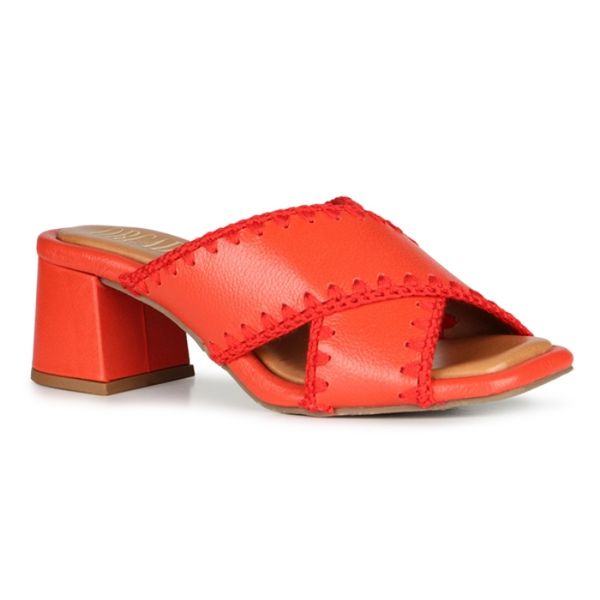 Salto Grazia Orcade Costura Couro Dark Orange