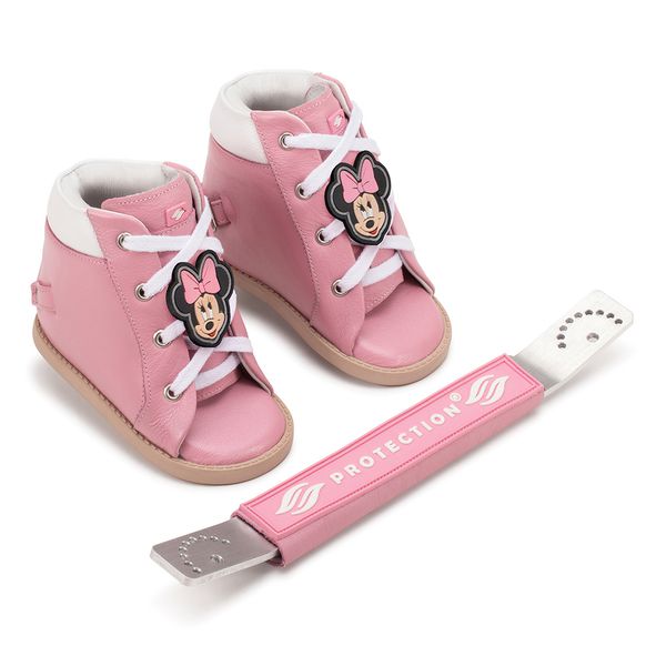 Dennis Brown Minnie Rosa sapatilha em couro com barra de regulagem