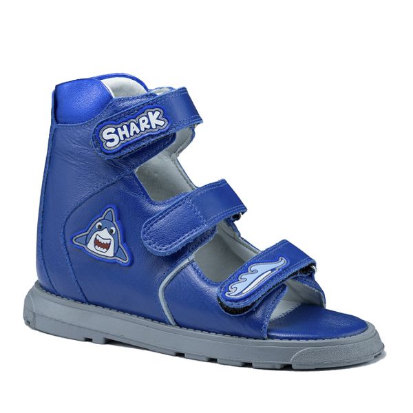 Sandália Neurofuncional Shark cano alto 3 velcros Azul bic