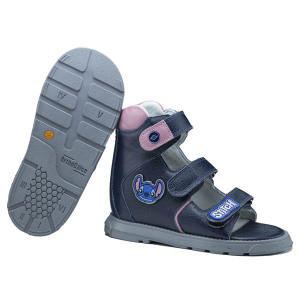 Sandália Neurofuncional STITCH cano alto 3 velcros azul marinho