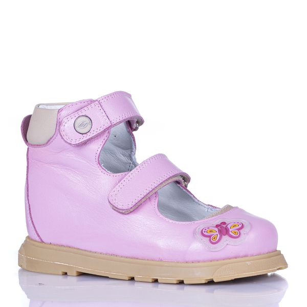 Sapatilha Cano Alto 2 Velcros em Couro Rosa Beb Orthocalce Baby