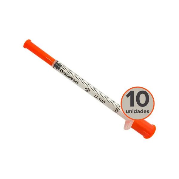 Seringa Para Insulina 1ml 8,0 X 0,30mm 30g C/ 10un Descarpack