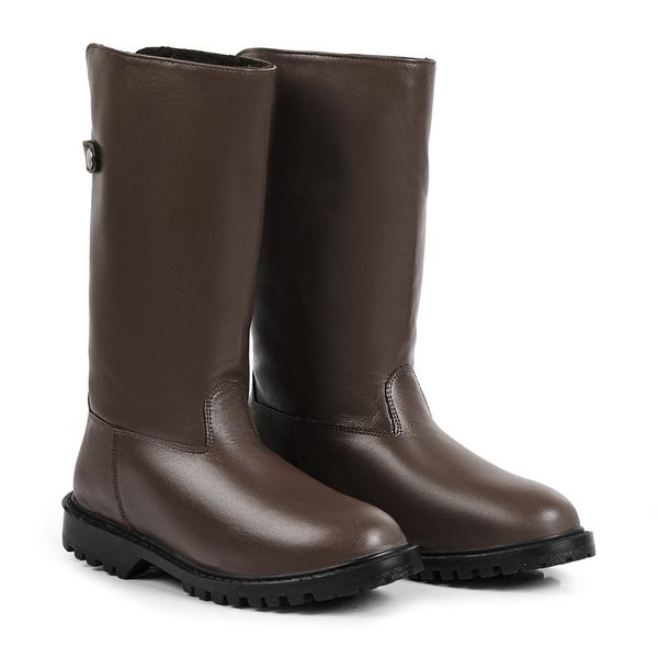 Bota de Frio e Neve - Couro Nobre, Forrada e impermeável - Munique Marrom Chocolate