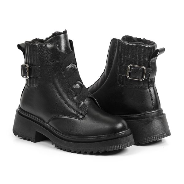 Bota para o Frio e Neve - Couro Legítimo e Lã - Chicago Preta