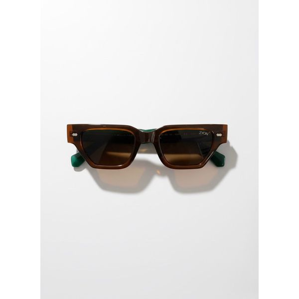 Óculos de Sol Unissex Zyon Marrom com Haste Verde – Proteção UVA/UVB