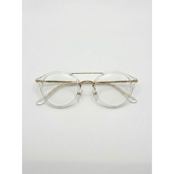 Armação de Óculos Unissex Transparente com Detalhes Dourados – Dupla Ponte | Óticas Vermont