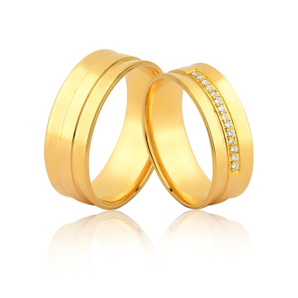 Aliança de Noivado e Casamento em Ouro 18k com Diamantes