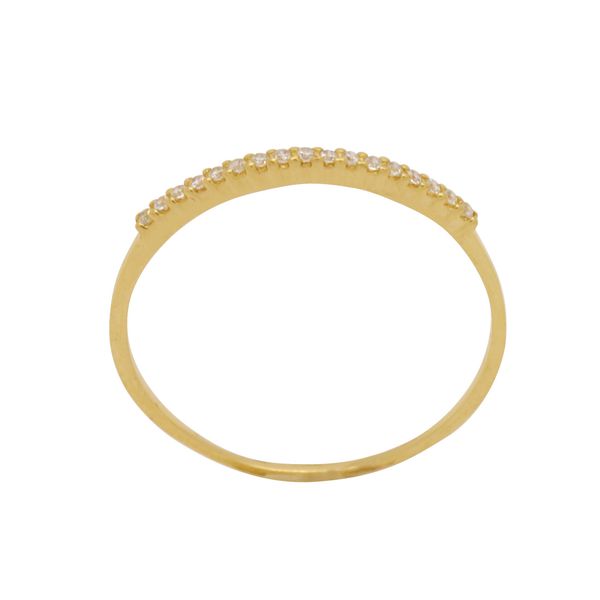 Anel Meia Aliança em Ouro 18K com Zircônias