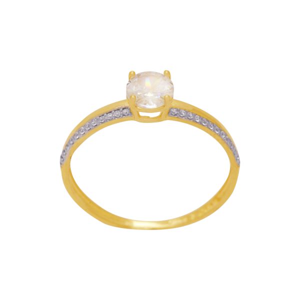Anel Solitário em Ouro Amarelo 18K