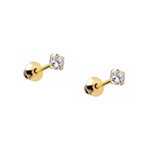 Brinco Solitário Zircônia 2,5 mm Ouro 18k 