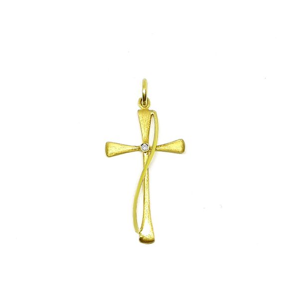 Pingente Cruz com Diamante em Ouro 18k