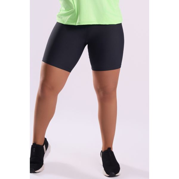 BERMUDA FEMININA FITNESS EM SUPLEX BASIC-PRETO