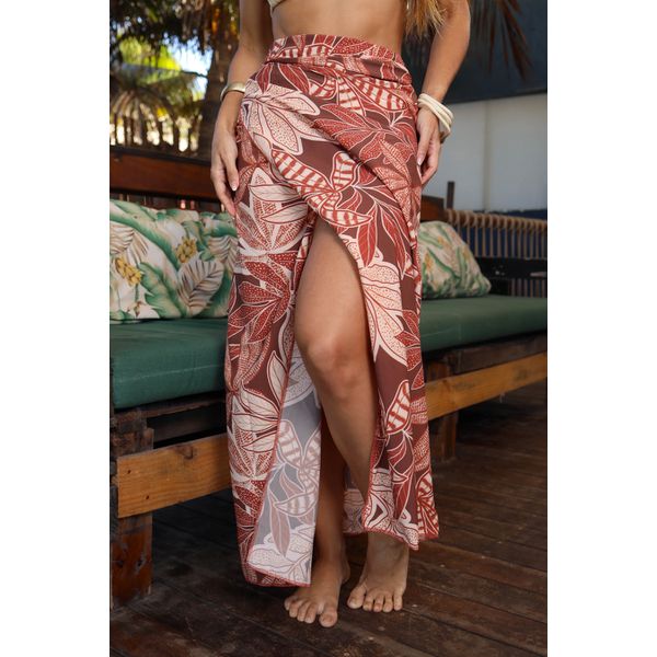 SAIDA DE PRAIA PAREO QUADRADA-ESTAMPADO COM BRONZE