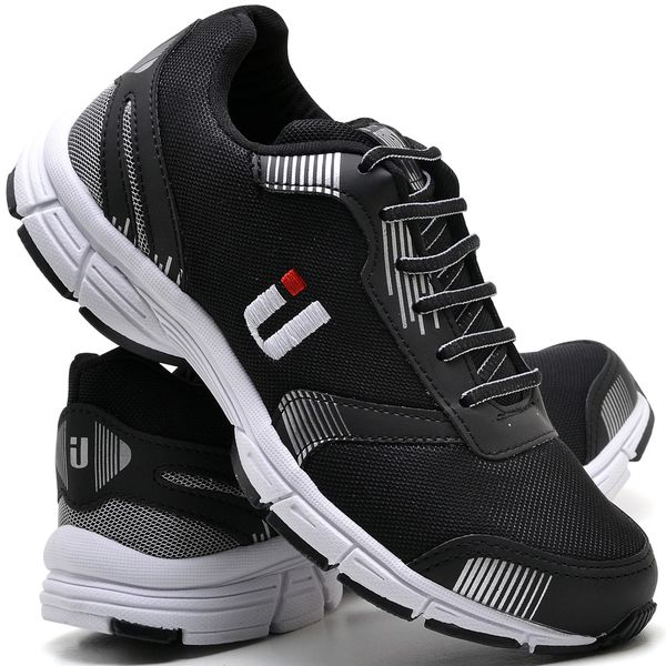 Kit 3 Pares Tenis Masculino Caminhada Yzi Esporte Leve - Azul/Preto/Branco  - 37