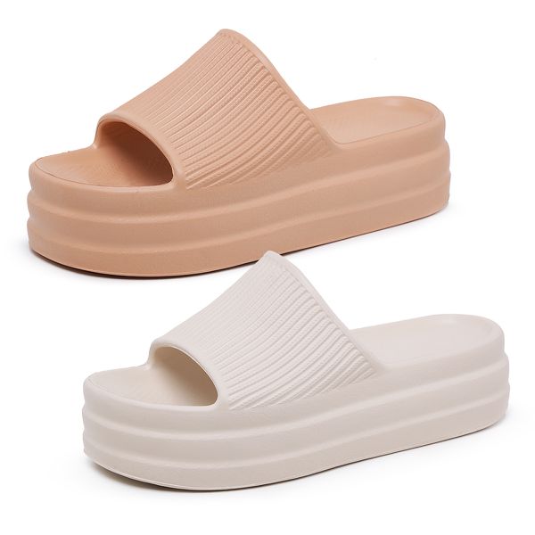 Kit 2 Pares Chinelo Slide Feminino Off White e Caramelo